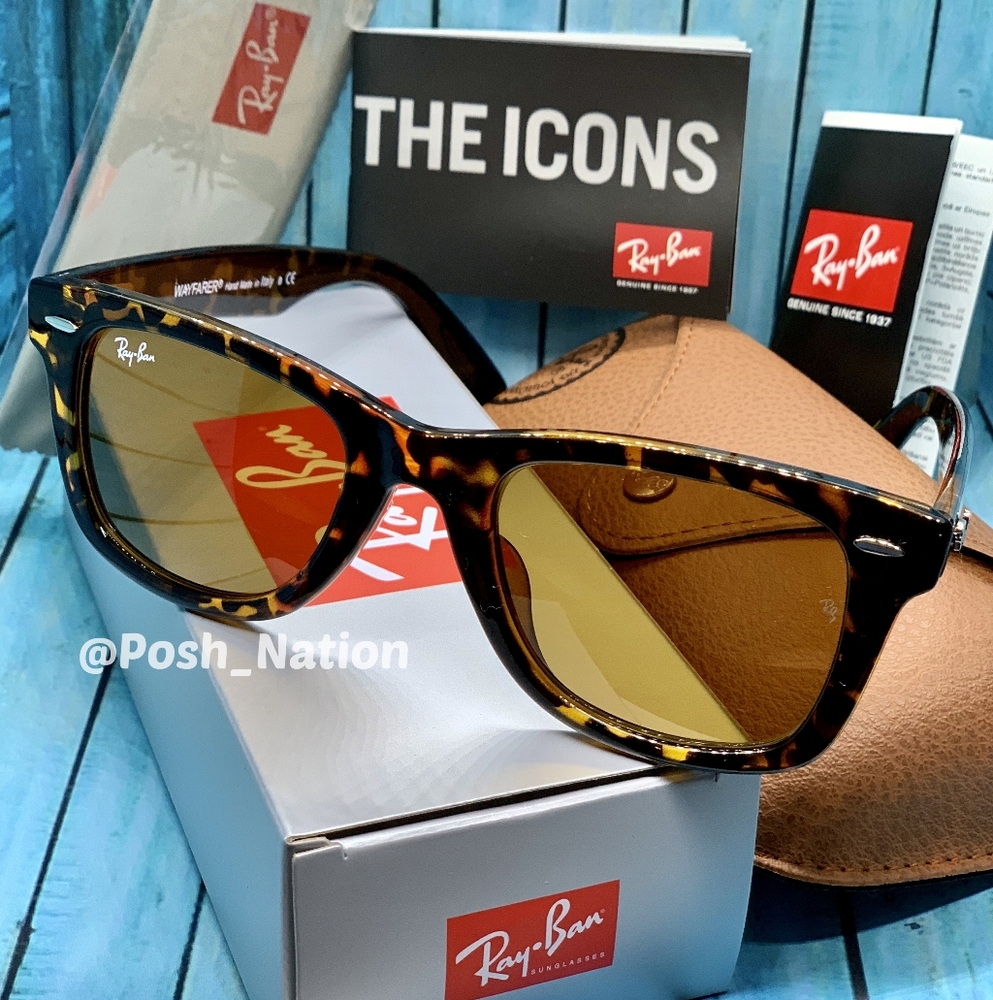 FREE SHIPPING Ray-Ban Wayfarer Tortoise Brown RB2140 New - Picture 6 of 13